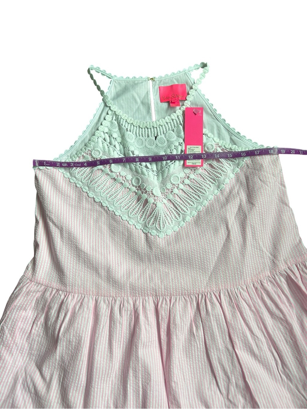 Lily Pulitzer BRITT SEERSUCKER STRIPED HALTER‎ DRESS Havana Pink Size 8 New - Picture 7 of 8